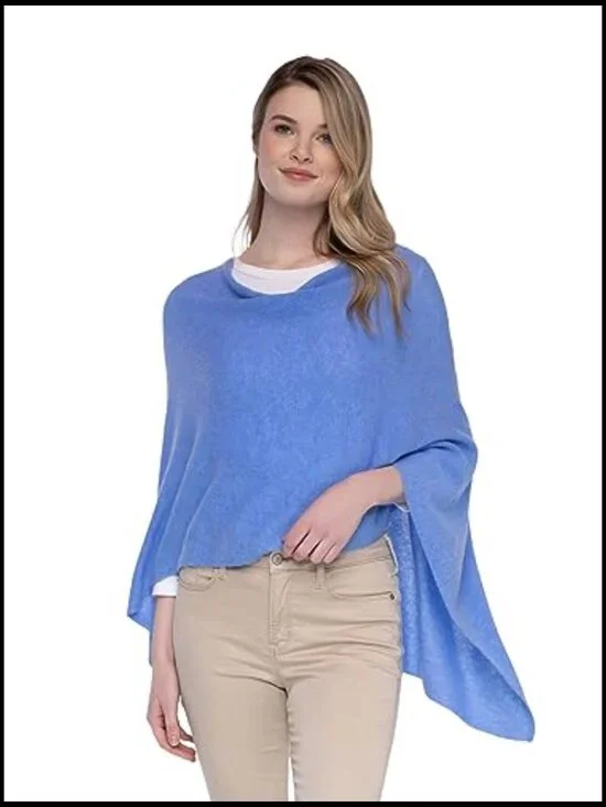 Luxe Cashmere Poncho Topper Lightweight Soft Cozy Versatile Elegant Chic - Picture 6 of 7